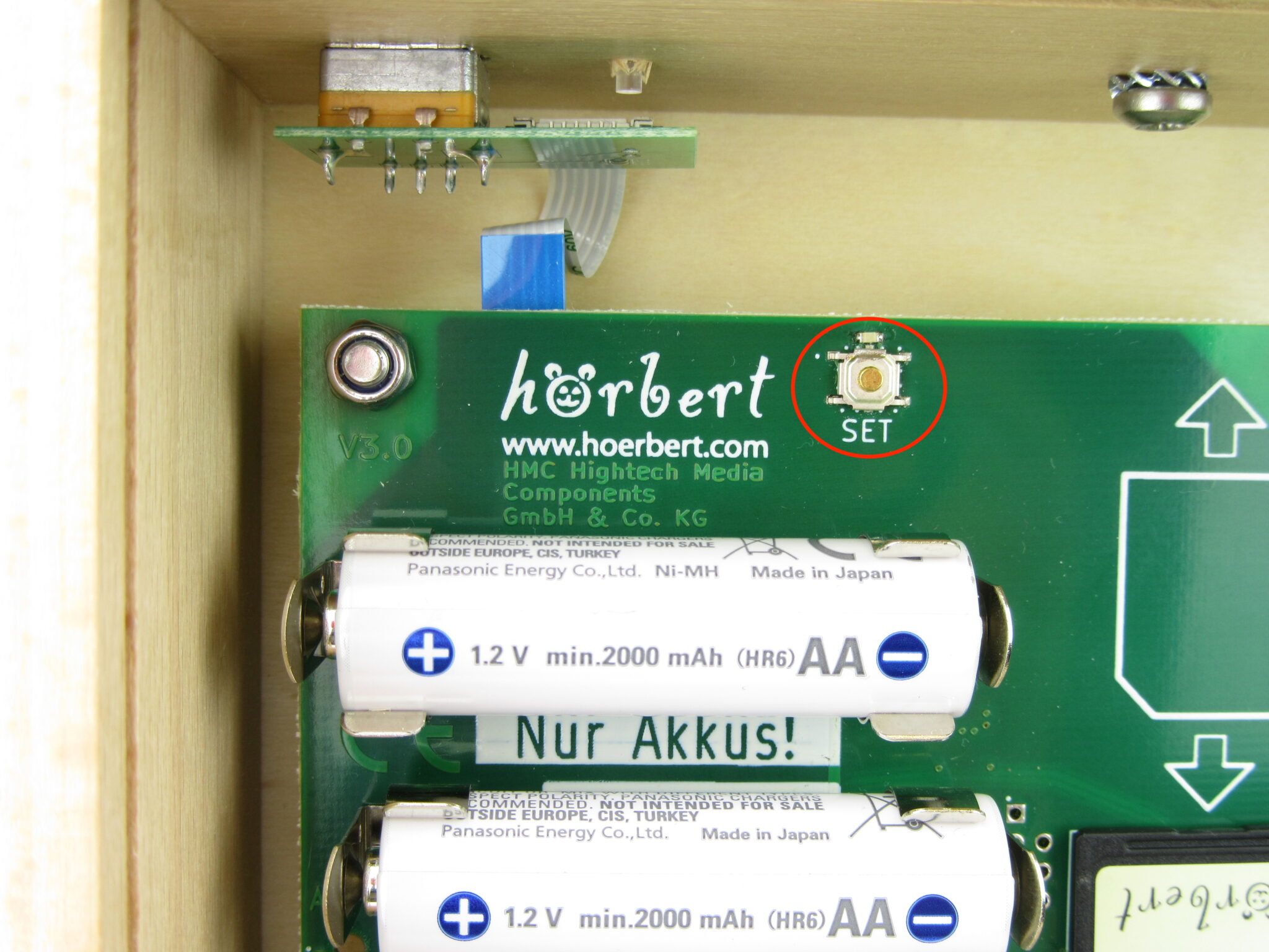 hörbert 3.0 interior - SET button