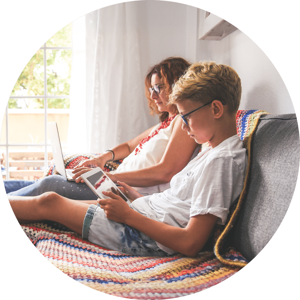 The family is staring at screens instead of spending time together